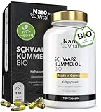 Bio Schwarzkümmelöl Kapseln kaltgepresst & naturbelassen - 180 vegane Flüssigkapseln - 1000mg ägyptisches pro Tagesdosis - davon 50% Linolsäure - Hochdosiert - Nigella sativa - Black seed oil