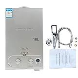 Cozyel Tragbarer Gas Durchlauferhitzer 18L 36KW Propangas Campingdusche für Dusche im Außenbereich Dusche Bad Warmwasser Camping Dusche LPG Warmwasserbereiter Warmwasser Tankless Instant,Silber
