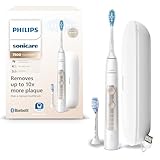 Philips Sonicare ExpertClean 7500 elektrische Zahnbürste, Schallzahnbürste mit App, 4 Putzmodi und 3 Intensitätsstufen, Drucksensor, Reiseetui, White-Gold, Modell HX9691/02