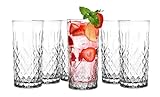 Glasmark Krosno Wassergläser Gläser Trinkgläser Set Longdrink Cocktail Gin Wasser Longdrinkgläser Cocktailgläser, Spülmaschinenfest Transparent Mit Kristall Effekt 6 x 300ml