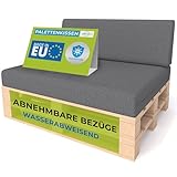 Pillows24- Palettenkissen 2-teiliges Set | Palettenauflage für Palettensofa | Rückenkissen & Sitzkissen für Europaletten | Palettenmöbel für Indoor & Outdoor mit UV-beständig | Made in EU | Dunkelgrau
