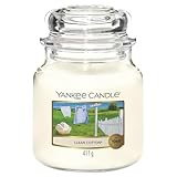 Yankee Candle Duftkerze im Glas (mittelgroß) | Clean Cotton | Brenndauer bis zu 75 Stunden