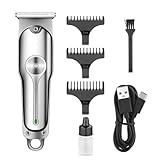 USB-Haarrasierer aus Edelstahl, Haarschneidemaschine, Haarschneider mit 3 Kämmen, Kabellos Barttrimmer, Wiederaufladbare Bartschneider, Elektrischer Haartrimmer für Männer