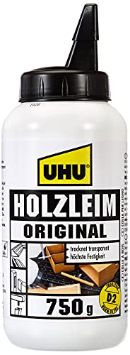 UHU Holzleim Original Flasche, Universeller Weißleim - geeignet für alle üblichen Holzarten und -verklebungen, 750 g