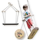 Schildkröt® Skateboard Schaukel, außergewöhnliche Holzschaukel für Geschicklichkeit, Balance und Koordination, Anti-Rutsch Struktur, stehend in der Luft skaten oder sitzend schaukeln, 970519