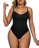 SHAPERX Bodysuit Figurenformend Damen Body Shaper Bauchweg Sculpting Shapewear Ganzkörper Formende Bodys Verstellbarer Schultergurt, UK-SZ5213-Black-L/XL