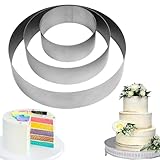 Karkar 3 Stück Tortenring Set - Ø 10/15/20 cm Tortenring Hoch 4.5cm, Tortenringe Edelstahl, Rund Backform Backrahmen für Gebäck Moussekuchen