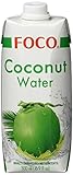FOCO Kokoswasser, pur, erfrischender Durstlöscher, Sportgetränk, kalorienarm, von Natur aus vegan, 100 % Kokosnusswasser - 12 x 500 ml