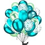 30Stück Grün Luftballon Set, 12 Zoll Metallic Chrom Grün Weiß Konfetti Ballons Rosa und rosagold Helium ballon Latex,für Kinder Geburtstag, Hochzeit, Babyparty, Dekoration