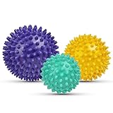 URAQT Faszienball, 3er Set Kleine Igelball Hart,Faszien Massageball mit Noppen, Massagebälle zur Behandlung Von Muskelverspannungen, Igelbälle Massage Ball für Füße Rücken Nacken Hände(Grün+Gelb+Lila)