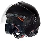 RF-730 Bluetooth Jethelm Motorradhelm Jet Motorrad Roller Bobber Helm rueger, Größe:XS (53-54), Farbe:Matt Schwarz