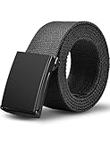 LXMY Gürtel Herren, Stufenlos Verstellbar Ohne Löcher, Canvas Stoff Outdoor Business Arbeitsgürtel Passt Überall Hin (Schwarz)