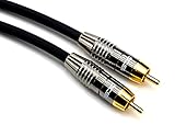 DCSk 15m Audio Subwoofer-Kabel (15 m) vergoldet & 3-Fach geschirmt, Mono Cinch-Kabel mit 1 zu 1 Cinch-Stecker, Audiokabel, Menge: 1 Stück