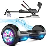 Hoverboard mit Sitz Hoverkart komplett für Kinder, Skateboard mit Set, Hoverboard mit LED Lichtern und Bluetooth, Bestes Geschenk für Kinder