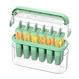Eisformen Eis am Stiel, Eisförmchen Wiederverwendbar Formen Eiscreme mit 6 Fächern & Tragbarer Griff – PET+PP Material – DIY Popsicle form Ice Pop Maker Set