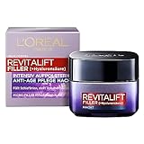 L'Oréal Paris Hyaluron Nachtcreme, Anti-Aging Gesichtspflege mit Micro-Filler Hyaluronsäure für Feuchtigkeit und Anti Falten Effekt, Revitalift Filler, 1 x 50 ml