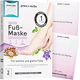 Grace & Stella Preisgekrönte Fußmaske, Hornhaut Socken mit Aloe Vera, Unparfümiert Feuchtigkeitsspendende Fussmaske, Anti-Hornhaut Socken, Fußpeeling für Trockene, Rissige Füße (4er-Pack, Lavendel)