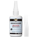 Sekundenkleber extra stark, 25g, Cyanacrylat(CA) Kleber, Superkleber extra stark für alles, Inkl.Anti-Verstopfungskappe und dünnen Aufsetzkanülen, Sekundenkleber flüssig - Dünnflüssig 3 CPS