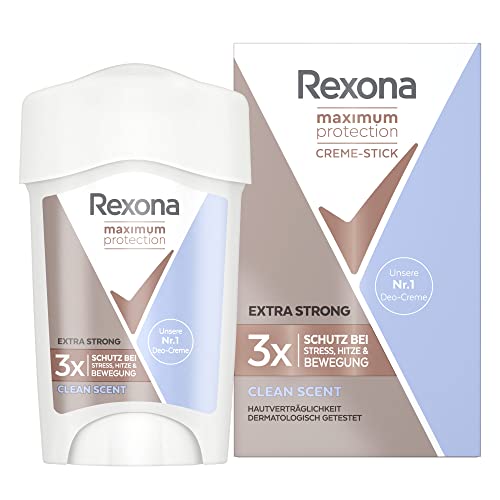 Rexona Women Maximum Protection Clean Scent Reise-Deo-Creme (mit TRIsolid-Technologie: Sorgt für maximalen Schutz vor Achselnässe), 1 x 45ml