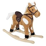 WOLTU Schaukelpferd Schaukeltier Baby Schaukelspielzeug mit Tiergeräuschen und Haltegriffen Plüsch, PP-Baumwolle, 74x65x34 cm