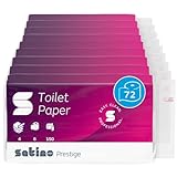 Satino Toilettenpapier 4lagig I Großpackung (9x8) mit extra weichen 72 Rollen WC-Papier I Premium Klopapier Prestige I hochweiß und besonders angenehmer Zellstoff