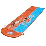 Bestway 52328 BW52328 H20GO Double Water Slip and Slide, 4.88m Inflatable Garden Games with Built-in Sprinklers, Black, 488 x 138 cm