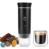Weinsamkeit Tragbare Kaffeemaschine, Elektrische Espressomaschine für Camping Ein-Klick-Heizung Reisekaffeemaschine 12V Mini Akku Kaffeemaschine mit Gemahlenem Kaffee & NS-Kapsel für Auto Camping Büro