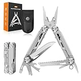 Rolgno Multitool, Geschenke für Männer, 14 in 1 Faltbares Edelstahl Multitool Werkzeug mit Zange, Messer, Säge, Schraubendreher, Multitools mit Nylontasche, Gadget für Camping, Reparatur, Wandern