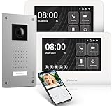 Entri Video Türsprechanlage, Unterputz Türklingel mit Kamera, Smartphone App, 1 Familienhaus, Video Türklingel, 2x7 Zoll HD-Monitor, Full HD Kamera, Gegensprechanlage mit Türöffner und Klingel 2 Draht