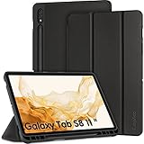 EasyAcc Hülle Kompatibel mit Samsung Galaxy Tab S8 2022/ S7 2020 11 Zoll - Ultra Dünn mit Auto aufwachen/Schlaf Funktion Standfunktion Slim PU Leder Schutzhülle, Schwarz