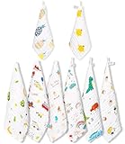 TIDEVAN 8er-Pack Spucktücher Baby 50x25 cm Mulltücher Baby Musselin Waschlappen 6 Lagig Saugstark Waschlappen Baumwolle Saugfähige und Weiche und Atmungsaktive Spucktücher Baby für Jungen und Mädchen