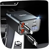 Gritin 4 in 1 Zigarettenanzünder USB C 69W Auto Ladegerät Adapter Kfz, Camping Wohnmobil Auto Zubehör, Travel Essentials mit Spannungsanzeige, Car Accessoires für iPhone 16 Pro Max Plus & Galaxy