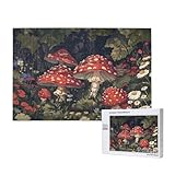 Puzzle 1000 Teile Erwachsene, Pilz Puzzle Blume Muster Design, Groß Holz Jigsaw 75x50cm Size mit Geschenkboxverpackung for Wanddeko Wohnzimmer, Geschenke für Frauen, Geschenke für Männer,Model489
