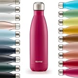 Blumtal® Trinkflasche Edelstahl Charles - Thermosflasche 500 ml - BPA-freie Thermo Trinkflasche kalt&warm - auslaufsichere Trinkflasche Metall - Thermos Trinkflasche - Flasche Metall - Berry - Pink