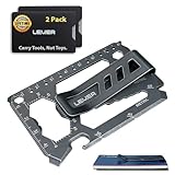 Lever Gear Toolcard Pro, mit Geldklammer, 40-in-1-Kreditkarte, Multitool-Karte, schlanke, minimalistische Edelstahl-Brieftaschenkarte und Geldklammer von Lever Gear (2, Stonewash)