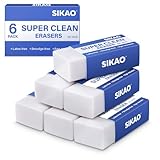 Radiergummis Sikao 6 StüCk Bleistift Radiergummi Kinder, Radierer WeißE Bulk, Kunst Radiergummi Weich FüR Zeichnung Skizzieren, Radiergummis FüR KüNstler, BüRo Schule Essentials, Eraser