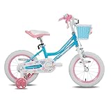 JOYSTAR 14 Zoll Kinderfahrrad für 3-5 Jahre alte Mädchen, 14 Zoll Mädchenfahrrad mit Stützrädern und Korb,Blau