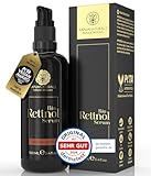 BIO Retinol Serum hochdosiert 100ml • Retinol 5-Fach-Komplex +Hyaluron +Vitamin C ✓ Vegan & BIO ✓ hochwirksam verkapseltes Retinol für strahlende & reine Haut ohne Pickel ✓ Anti Aging Made in Germany