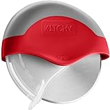 Kitchy Pizzaschneiderad - Pizzaschneider mit Klingenschutz und ergonomischem Griff - superscharf und spülmaschinenfest Pizzaroller (rot)