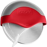 Kitchy Pizzaschneiderad - Pizzaschneider mit Klingenschutz und ergonomischem Griff - superscharf und spülmaschinenfest Pizzaroller (rot)