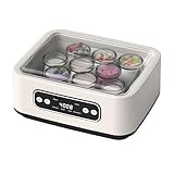 Automatischer Joghurtbereiter, Automatischer Digitaler Joghurtbereiter mit 9 Glasbechern & 1,6l Edelstahlbehälter, 12h Timer, für Zuhause Bio-Joghurt, Käsebereiter, Nattobereiter