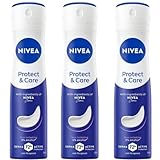 Nivea Protect & Care Deo-Spray Antitranspirant 72h ohne Alkohol - nicht reizend, sanfte Pflege mit Duft von Nivea Creme, Herren Damen, 150 ml (3)