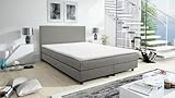 Kuechen-preisbombe Boxspringbett Boxbett Glenn 1 Hotelbett 140x200 Bonellfederkern Bett Topper hellgrau