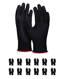 DONAU SAFETY Montagehandschuhe Handschuhe/Größe 10, 12 Paar/Kat. II/Schwarz/Handschuhe Arbeitshandschuhe aus Polyester/Polyurethan/Garten-, Builders, Mechaniker