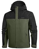 Pioneer Camp Herren Regenjacke Wasserdicht Atmungsaktiv Outdoor Jacke Mit Kapuze 4 Taschen Militärgrün XL