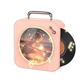 Ptdfjspt Vintage-Bluetooth-Player, Stereo-Sound, Stereo-Soundeffekte, Radio, Schallplatte, Kleine Stereoanlage, Heim-CD-Player, Rosa