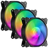 upHere 4-PIN PWM 120mm bunten-Rainbow LED Gehäuselüfter PC extrem Leise 3 Pack,（PF120CF4-3）