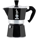 Bialetti - Moka Color: Ikonische Espressomaschine für die Herdplatte, macht echten Italienischen Kaffee, Moka-Kanne 6 Tassen (270 ml), Aluminium, Schwarz