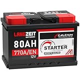 LANGZEIT Autobatterie 80Ah 12v 770A/EN Starterbatterie +30% mehr Leistung ersetzt Batterie 74Ah 72Ah 75Ah 77Ah 85Ah
