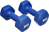 Amazon Basics Neopren Hanteln Gewichte 10 kg (2er-Sets, 5 kg Hanteln) Blau